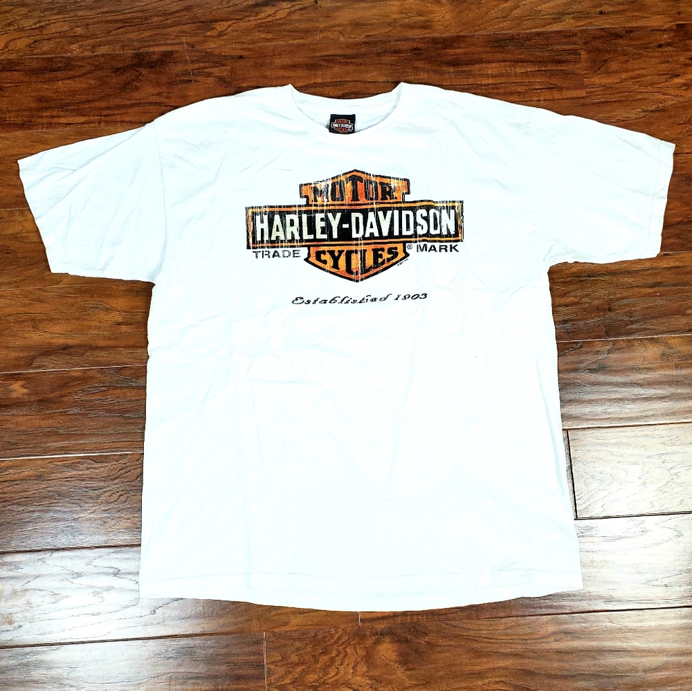 Harley Davidson Mens Size XL White Graphic Tshirt